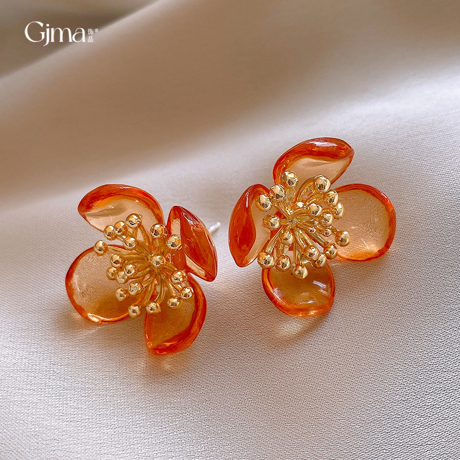 简约时尚银针树脂花朵耳环