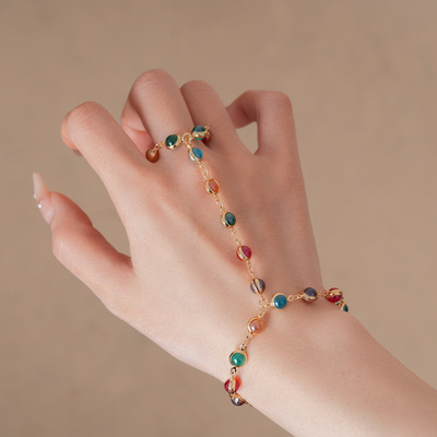 欧美ins风彩色水晶圆形手链