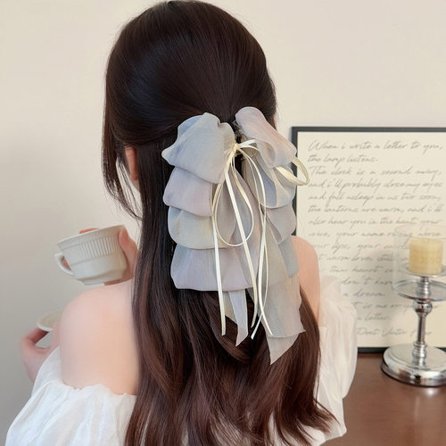 French Bow Clip, Satin Ribbon Half Up Hair Claw - 封面