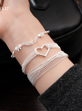 韩系冷淡风多层镂空爱心手链