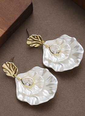 Resin Petal Drop Earrings Elegant Women Jewelry