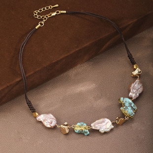 Collarbone Gemstone Chain Art Vintage Pearl Necklace
