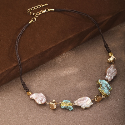 轻奢小众天然石珍珠项链女