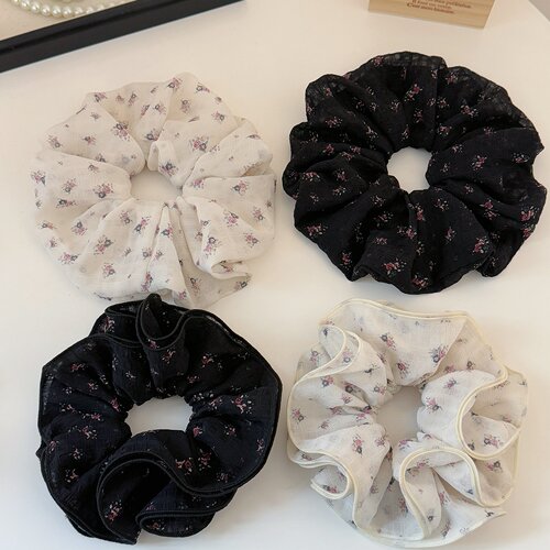 碎花温柔网纱布艺大肠发圈