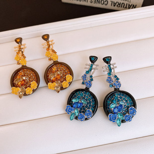 18K Gold Zircon Firework Teardrop Stud Earrings