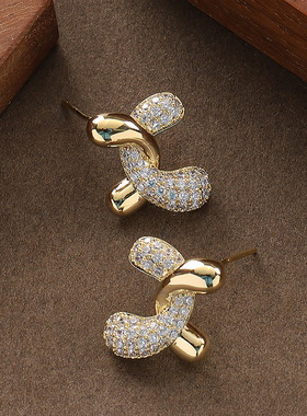 Double C Studs, Full Zircon Chic Luxury Earrings