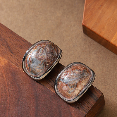 精致个性手工滴釉几何耳钉