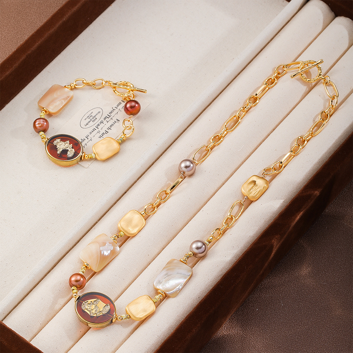 中古风手链女鲍鱼贝项链手链套装