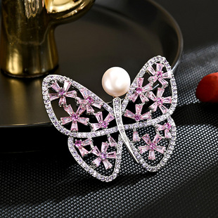 Hollow Brooch Diamond Insect Pin Zircon Lapel Butterfly