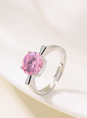 精致简约镶锆石情侣求婚开口戒指