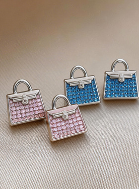Zircon Bag Earrings, Sparkling Vintage Minimalist Studs