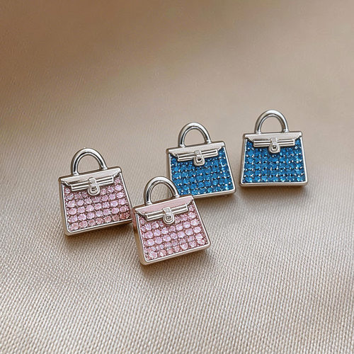 欧美个性超闪锆石包包耳钉