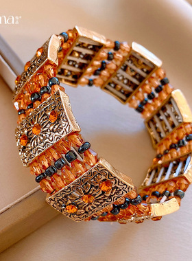 欧美跨境镶钻方形拼接手镯