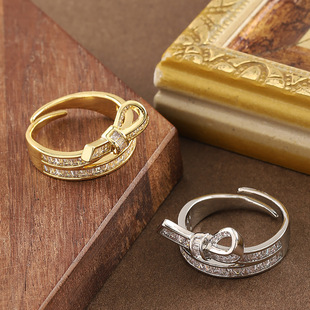 Adjustable Bow Ring for Women, Glittering