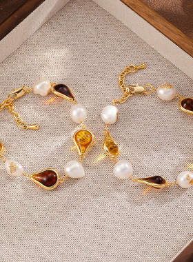 巴洛克珍珠手链女生茶歇色秋冬款