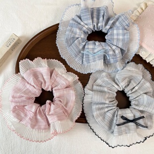 Pleated Lace Scrunchie Sweet Voluminous Hair Tie Headwear