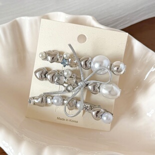 Crystal Heart Pearl Duckbill Hair Clip Chic Accessory
