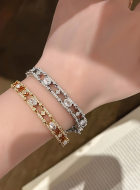 欧美风奢华锆石椭圆形手链
