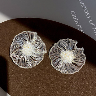Woven Flower Round Stud Earrings Artistic Jewelry
