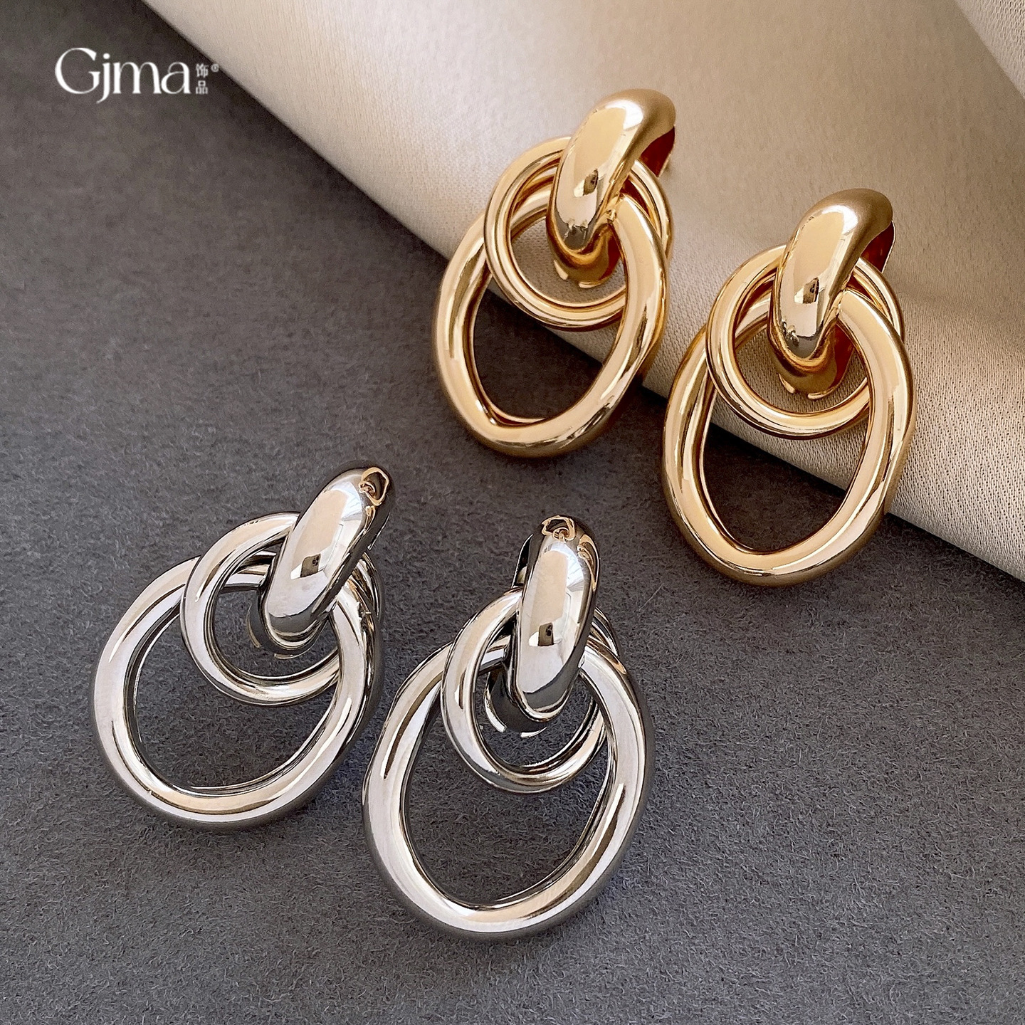 银针欧美跨境几何圆形镂空耳环