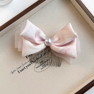Satin Bow Hair Comb, Elegant Side Hair Accessory