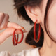 Red Vintage Studs Angora Geometric Enamel Luxury Earrings