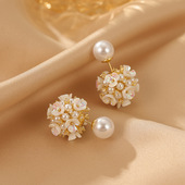 Shell Luxury Earrings Way French Minimalist Two Pearl Studs