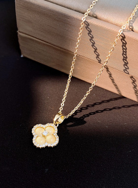 超闪锆石树脂花朵项链