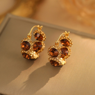 Champagne Ear Cuffs, Crystal Unique Luxury Hoop Earrings