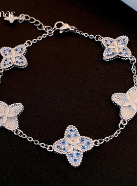 法式精致锆石褶皱花朵手链