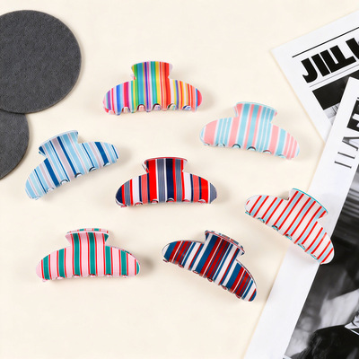 彩色条纹抓夹马尾盘发夹子鲨鱼夹