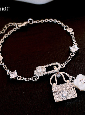 欧美跨境锆石花朵吊坠手链