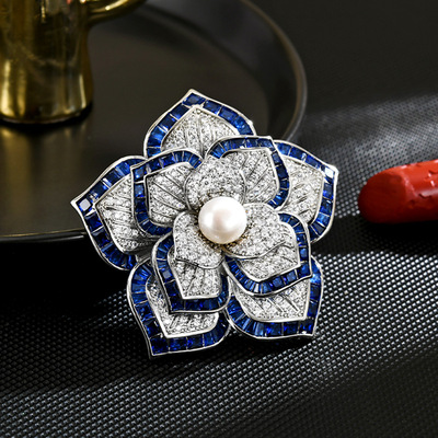 复古优雅珍珠山茶花胸针小香风