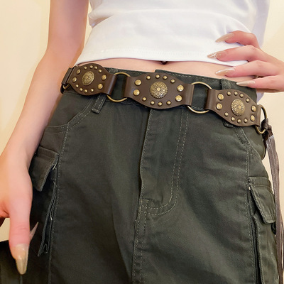 不规则几何皮革腰带波西米亚配饰