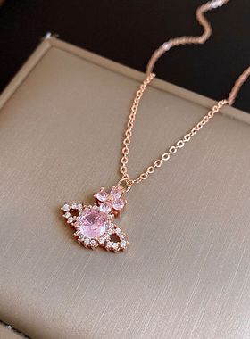 法式小香风锆石星球吊坠项链