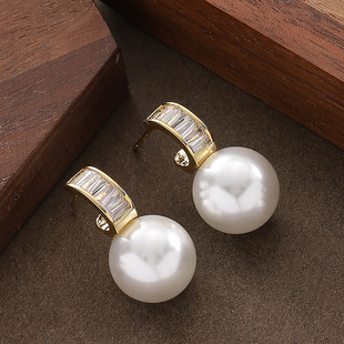 Eco Plated CZ Pearl Earrings Sweet Elegant Silver Posts