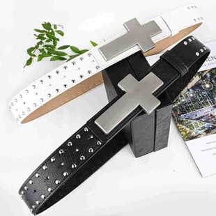 Gothic Cross Buckle Rivet Belt Elegant Fashion Accessories