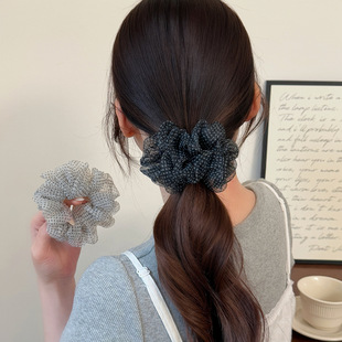Tulle Scrunchie Dot Holder White Ponytail Black Polka