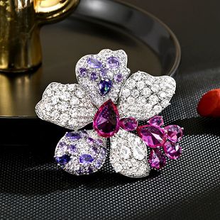 Sparkling Brooch Zircon Anti Pin Peach Gap Blossom