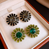 Crystal Chic Round Vintage Stud Earrings Silver Post