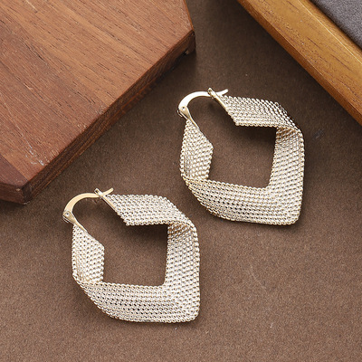 时尚精致网红风镂空几何菱形耳环