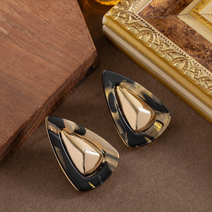 S925 Silver Mermaid Triangle Leopard Stud Earrings Post