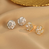 Elegant Camellia Luxury Silver Needle Stud Earrings