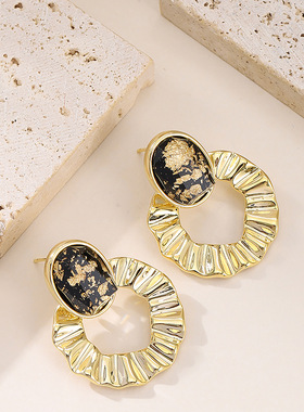 Foil Hoops, Pleated Geometric Minimalist Luxury Earrings