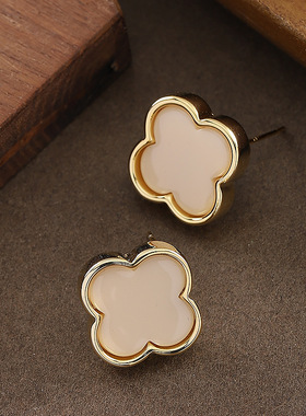 Four Leaf Clover Studs, Acrylic Classic Minimalist Earrings