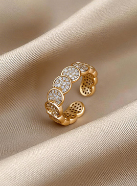 超闪锆石圆形开口戒指指环