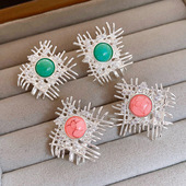 Zircon Earrings Round Sparkling Cross Stud Silver Post