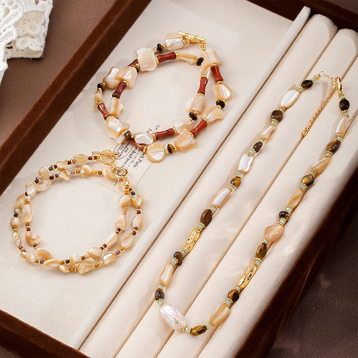 中古风鲍鱼贝串珠项链轻奢高级感