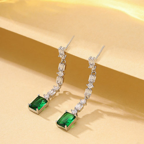 时尚设计感长款玻璃水晶流苏耳环