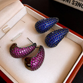 Teardrop Chic Stud Zircon Earrings Vintage Silver Post